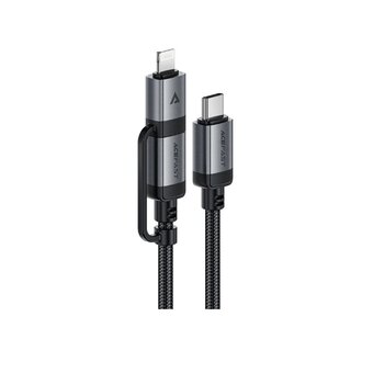  Кабель ACEFAST AF-C20-01-BK USB-C To USB-C/Lightning Aluminum Alloy Connectors Charging Data Cable Black 