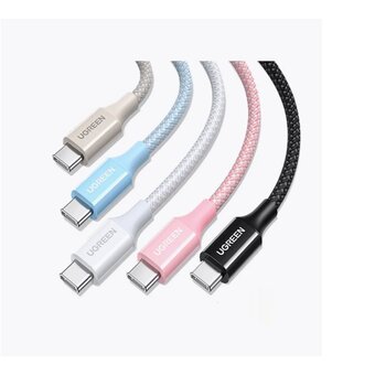  Кабель UGREEN L501 (65245) 60W USB-C to USB-C PD Fast Charging Braided Cable 3A Max 2m Black 