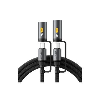  Кабель ACEFAST AF-J4-BK Multi-Function Charging Data Cable USB-C+ Led Light + Cigarette Lighter Black 