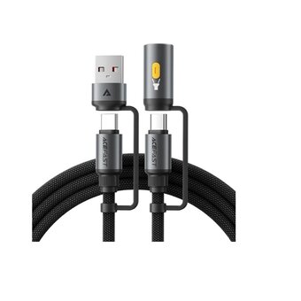  Кабель ACEFAST AF-J5-BK Multi-Function Charging Data Cable USB-A+ USB-C+ Led Light Black 