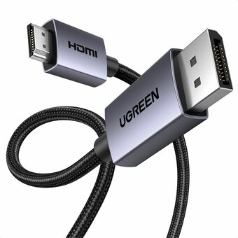  Кабель UGREEN DP125 (35840) DP Male To HDMI Male Cable 4K 30Hz 1m Black/Gray 