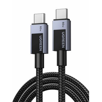  Кабель UGREEN L524 (55765) USB-C to USB-C PD 3A Fast Charging Braided Date Cable 1m Space Gray 