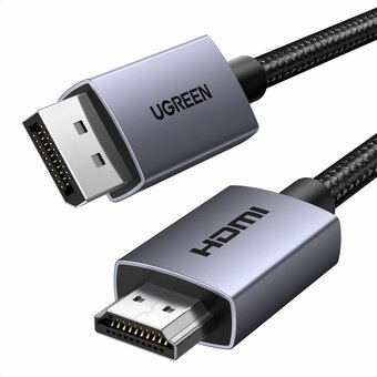  Кабель UGREEN DP125 (35840) DP Male To HDMI Male Cable 4K 30Hz 1m Black/Gray 