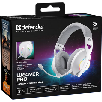  Беспроводная гарнитура DEFENDER Weaver Pro BT/2.4G, белый 62550 