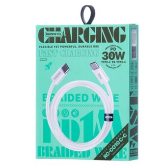  Дата-кабель REMAX RC-C010 C-C Chelectricy Series 30W PD Fast Charging Braided Data Cable белый 