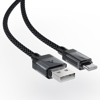  Кабель ACEFAST AF-C12-04-BK USB-A To USB-C Transparent Shell Stainless Steel Charging Data Cable Black 