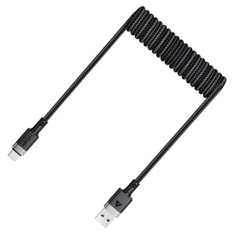  Кабель ACEFAST AF-C14-04-BK USB-A To USB-C Spring Charging Data Cable Black 