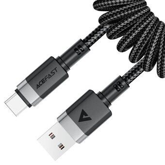  Кабель ACEFAST AF-C14-04-BK USB-A To USB-C Spring Charging Data Cable Black 