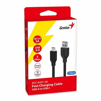  Кабель Genius ACC-A2CC-3A USB-A-USB-C USB 3.0, плетеный нейлон, 150см черный 