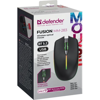  Мышь DEFENDER Fusion MM-283 (52283) Черный/радуж 