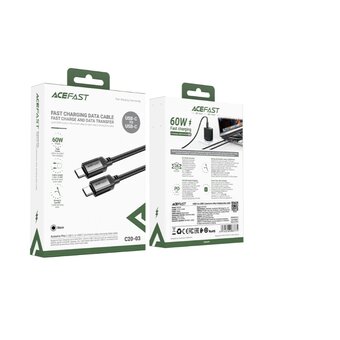  Кабель ACEFAST AF-C20-03-BK USB-C To USB-C Aluminum Alloy Charging Data Cable Black 
