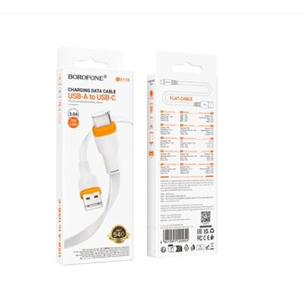  Дата-кабель BOROFONE BX118 Esplendido Type-C белый 
