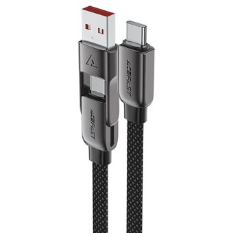  Кабель ACEFAST AF-C13-05-BK USB-A/USB-C To USB-C Short Zinc Alloy Connectors Charging Data Cable 0,2m Black 