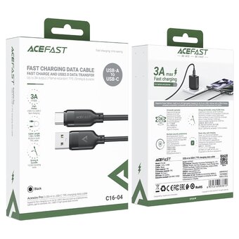  Кабель ACEFAST AF-C16-04-BK USB-A To USB-C Tpe Charging Data Cable Black 