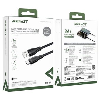  Кабель ACEFAST AF-C8-04-BK USB-A to USB-C charging data cable Black 