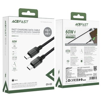 Кабель ACEFAST AF-C9-03-BK USB-C to USB-C charging data cable 1.2m Black 