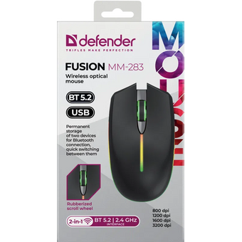  Мышь DEFENDER Fusion MM-283 (52283) Черный/радуж 