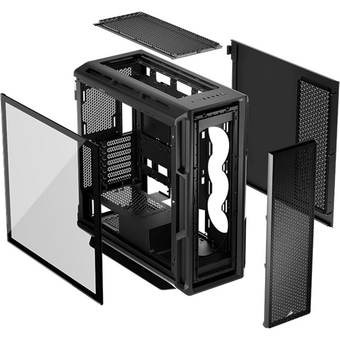  Корпус Corsair 5000T (CC-9011300-WW) без БП, Black, Midi-Tower, TG, no fan, 4xUSB-A 3.2, 1xUSB Type-C, E-ATX, ATX, mITX 