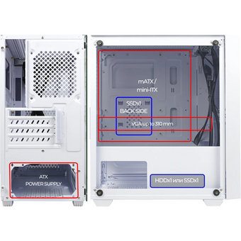  Корпус Ginzzu CL540 White mATX 