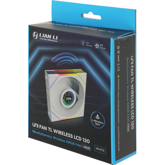  Вентилятор Lian-Li Uni Fan TL Wireless LCD 120 LCD ARGB (G99.12TLLCD1W1W.R0) 120х124x28 белый 4-pin 27дБ Ret 
