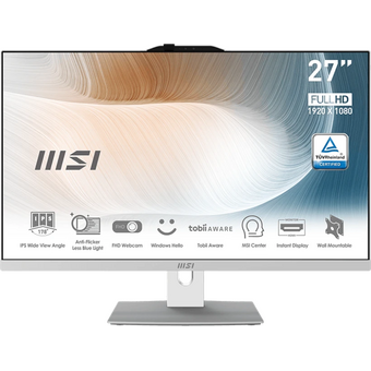  Моноблок MSI Modern AM272P 12M-1245RU (9S6-AF8212-1245) 27" Full HD i5 1235U (1.3) 16Gb SSD500Gb Iris Xe W11P GbitEth 120W клавиатура мышь Cam белый 