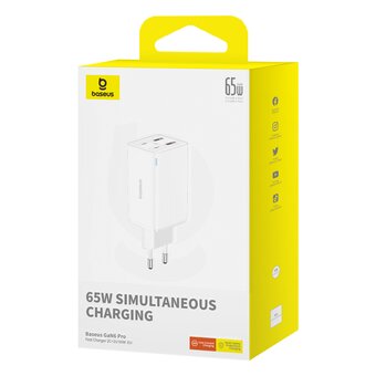  СЗУ Baseus GaN6 Pro (P10162701213-00) 65W EU Moon White 