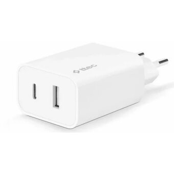  СЗУ TTEC 2SCS24B SmartCharger Duo 30WPD Travel Charger USB-C+USB-A White 