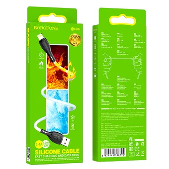  Дата-кабель BOROFONE BX86 Advantage silicone for iP белый 