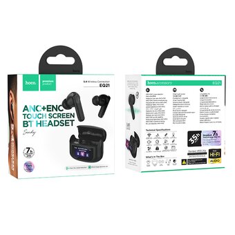  Наушники HOCO EQ21 Sandy true wireless ANC+ENC noise reduction touch screen BT черный 