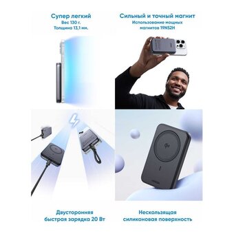  Внешний аккумулятор UGREEN PB763 (55135B) Magnetic Wireless Power Bank Qi2 Space Grey 