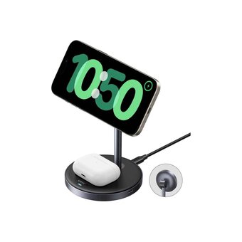  Зарядное утройство UGREEN W710 (45382) 2-in-1 15W Magnetic Wireless Charger for iPhone + AirPods Gray 