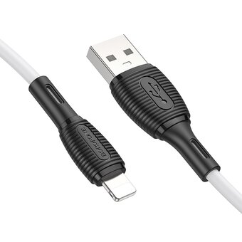  Дата-кабель BOROFONE BX86 Advantage silicone for iP белый 