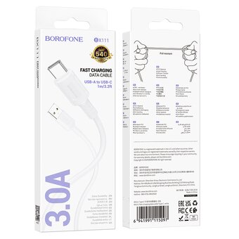  Дата-кабель BOROFONE BX111 Feliz Type-C белый 