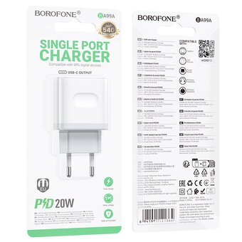  СЗУ BOROFONE BA99A Breeze single port PD20W EU белый 