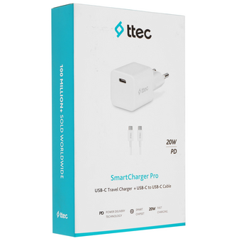  СЗУ TTEC 2SCP01CB SmartCharger 20W PD Charger + USB-C USB-C 3A Cable White 