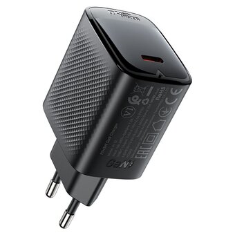  Зарядное устройство ACEFAST AF-A112-BK PD45W Gan Single USB-C Charger EU Black 