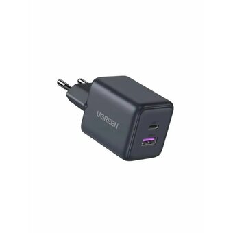  Зарядное устройство UGREEN X516 (55539) 30W 2-Port USB-C&USB-A GaN Fast Charger EU Grey 