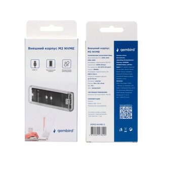  Внешний корпус Gembird EEM2-NVME-2 USB 3.1 для M2 NVME порт Type-С, пластик, прозрачный 