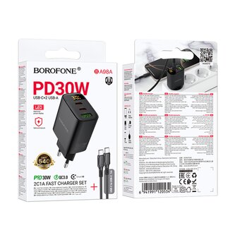  СЗУ BOROFONE BA98A Ilustre PD30W(2C1A) with digital display (C to C) черный 