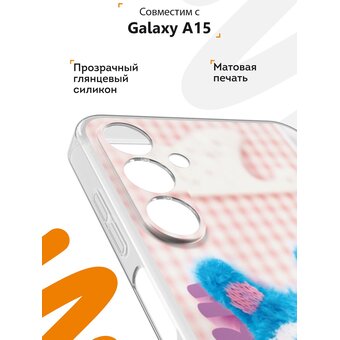  Силиконовый чехол Mcover для Galaxy A15 (Галакси А15), с принтом Вакуку розовый 