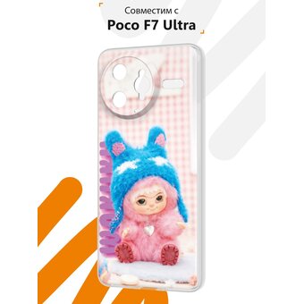  Силиконовый чехол Mcover на Poco F7 Ultra, с принтом Вакуку розовый 