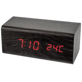  Perfeo LED часы-будильник "Block", чёрный / красная подсветка (PF-S718T) время, температура 