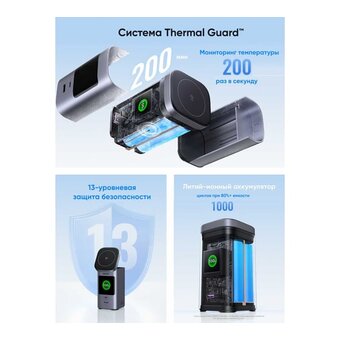  Power bank UGREEN PB771 (35527B) 20000mAh Quick Charging + Magnetic Wireless 145W Power Bank Gray 
