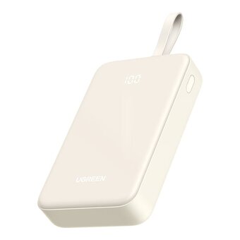  Внешний аккумулятор UGREEN PB505 (35340) 20000mAh Quick Charging Power Bank 20W Build-in USB-C Cable -White 