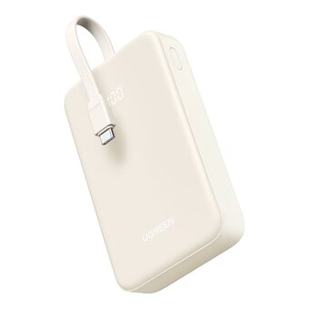  Внешний аккумулятор UGREEN PB505 (35340) 20000mAh Quick Charging Power Bank 20W Build-in USB-C Cable -White 
