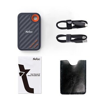  Внешний SSD Netac ZX20 II 512GB (NT01ZX20II-512-32BK) USB 3.2 Gen2 Type-C, R/W up to 2000MB/1800MB/s, with USB C to A cable and 20Gbps USB C to C 