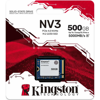  SSD Kingston NV3 SNV3SM3/500G, 500GB, M.2(22x30mm), NVMe, PCIe 4.0 x4, 3D TLC, R/W 5000/3000MB/s, TBW 160, DWPD 0.2 