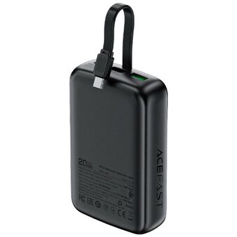  Внешний аккумулятор ACEFAST AF-M14-BK PD20W Power Bank With Cable 20000Mah Black 