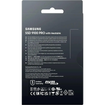  SSD Samsung 9100 Pro 4Tb (MZ-VAP4T0CW) M.2 2280, PCI-E 5.0 x4, 3D TLC, 14800/13400Mbs, 2400TBW, DRAM 4Gb, heatsink 