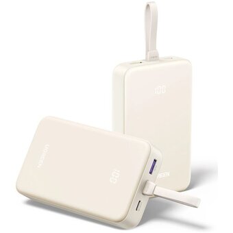  Внешний аккумулятор UGREEN PB505 (35340) 20000mAh Quick Charging Power Bank 20W Build-in USB-C Cable -White 